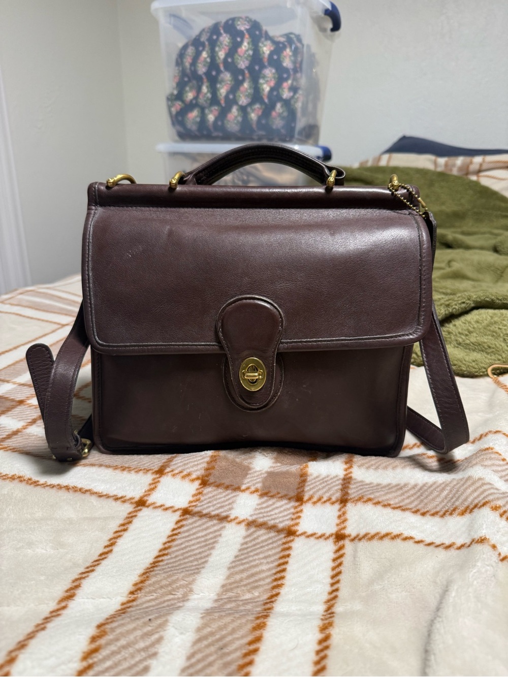 Coach Brown Leather Satchel Bag with Top Handle